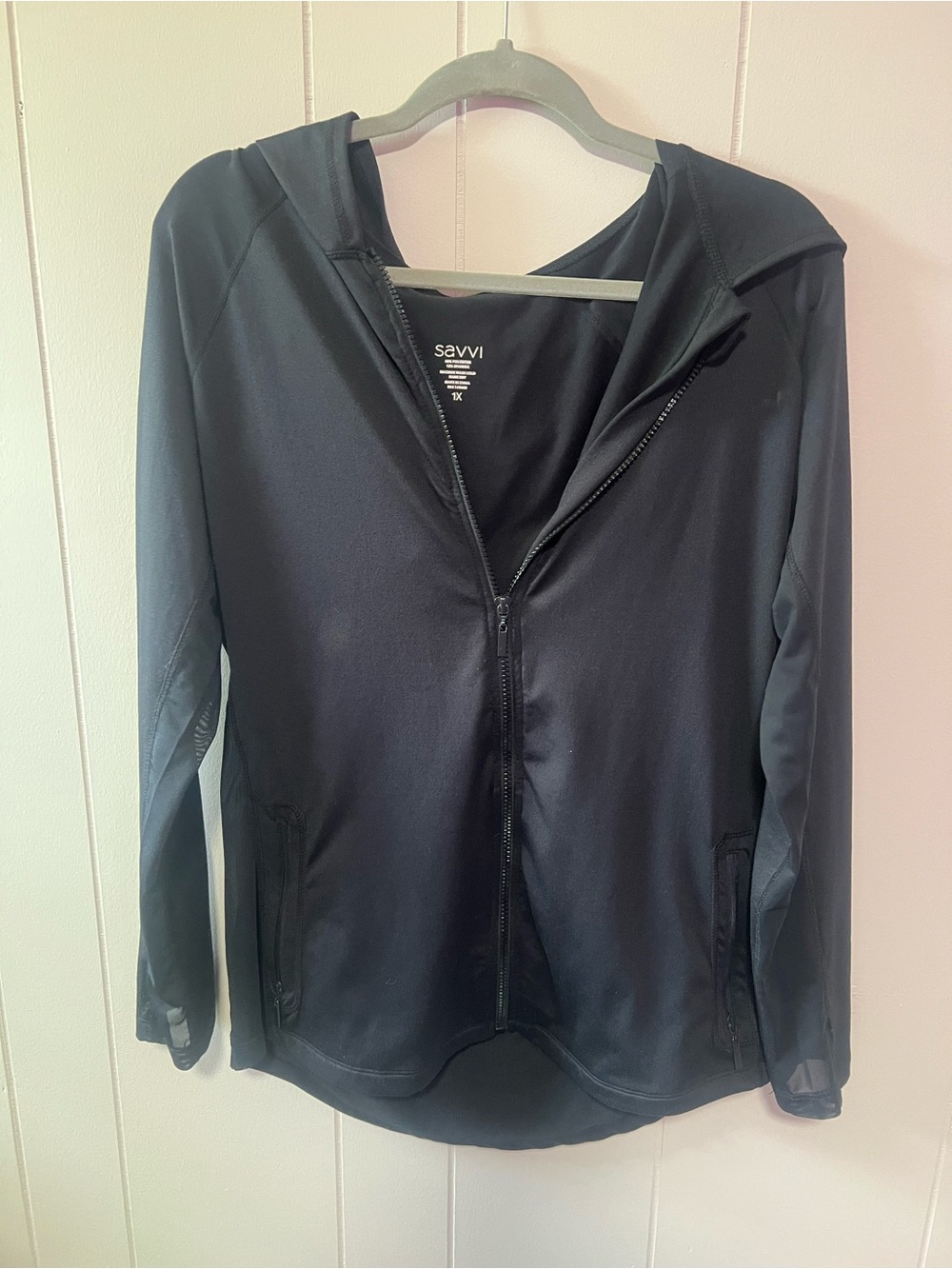 Savvi Women's Black Hooded Zip Utility Jacket